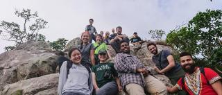 Students on a tropical field ecology field trip