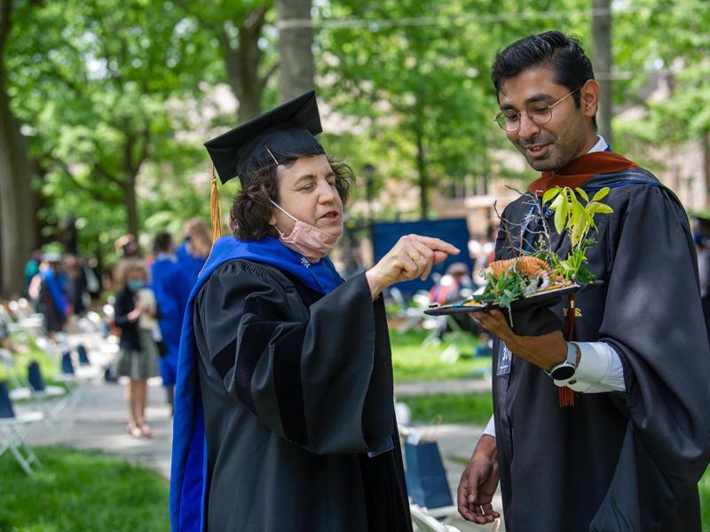 Professor Marian Chertow with a student at Commencement
