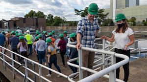Students on a field trip at a water treatment facility