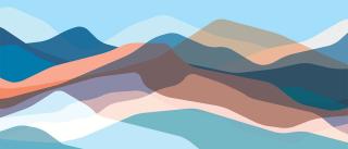 Illustration of transparent multi-colored hills on the horizon