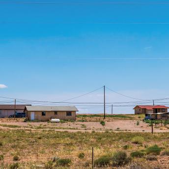 Photo of houses on Indigenous land in the US West