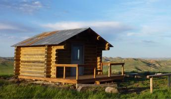 Log cabin on the high plains of the American west