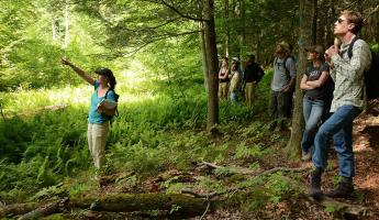 Marlyse Duguid teaching in the Yale-Myers Forest