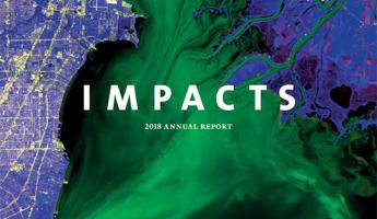 Impacts 2018 cover image - dramatic sattelite view of Detroit