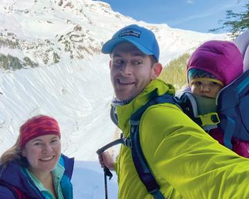 Johnson and family at Mount Tahoma (Rainier) in Washington