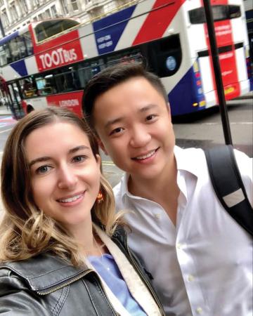 Anja Nikolova and Yi Shi caught up in London.